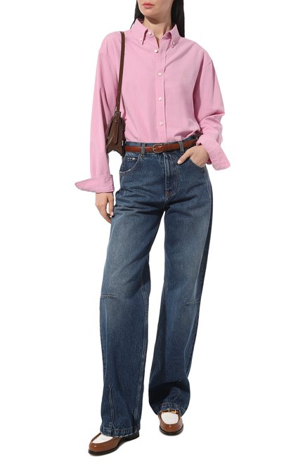 Женская хлопковая рубашка DUNST розового цвета, арт. UDSH4A103P1 | Фото 2 (Рукава: Длинные; Длина (для топов): Удлиненные; Материал внешний: Хлопок; Драгоценные камни: Проставлено; Материал сплава: Проставлено)