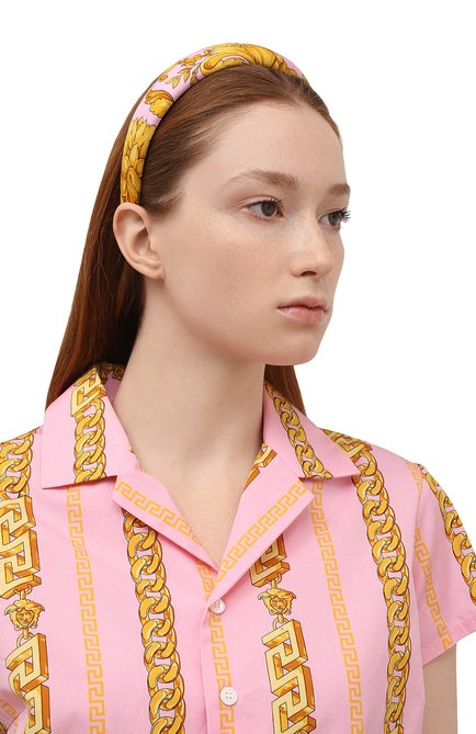 Женский ободок для волос VERSACE светло-розового цвета, арт. ICER001/A232999 | Фото 2 (Материал: Шелк, Текстиль)