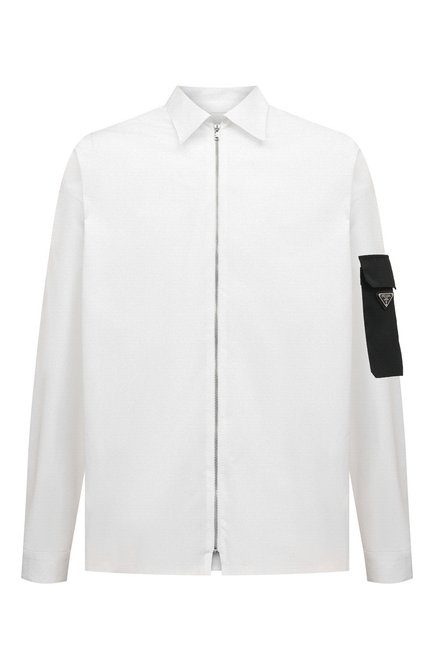 Мужская хлопковая рубашка PRADA белого цвета по цене 100000 руб., арт. SC588-10IV-F0964-221 | Фото 1