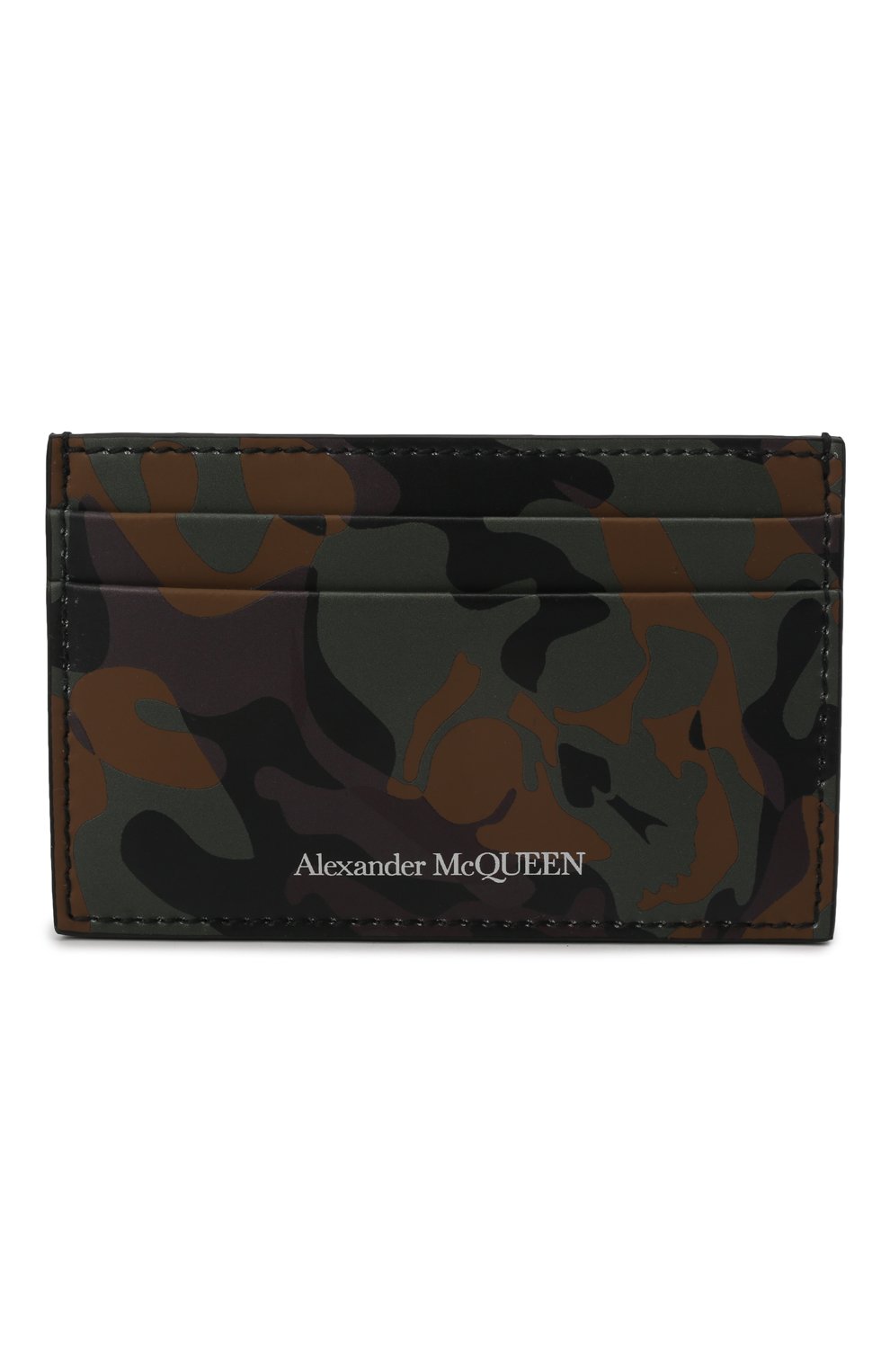 Мужской кожаный футляр для кредитных карт ALEXANDER MCQUEEN хаки цвета, арт. 602144/1AAEN | Фото 1 (Материал: Натуральная кожа)