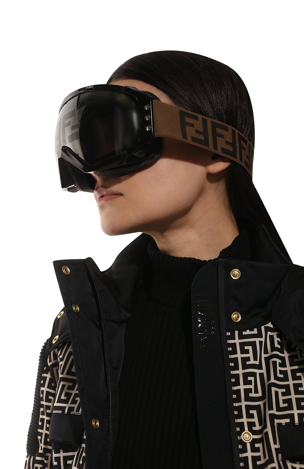 Женского горнолыжная маска FENDI черного цвета, арт. FAH029 A8X6 | Фото 2 (Материал: Пластик; Очки форма: Маска)