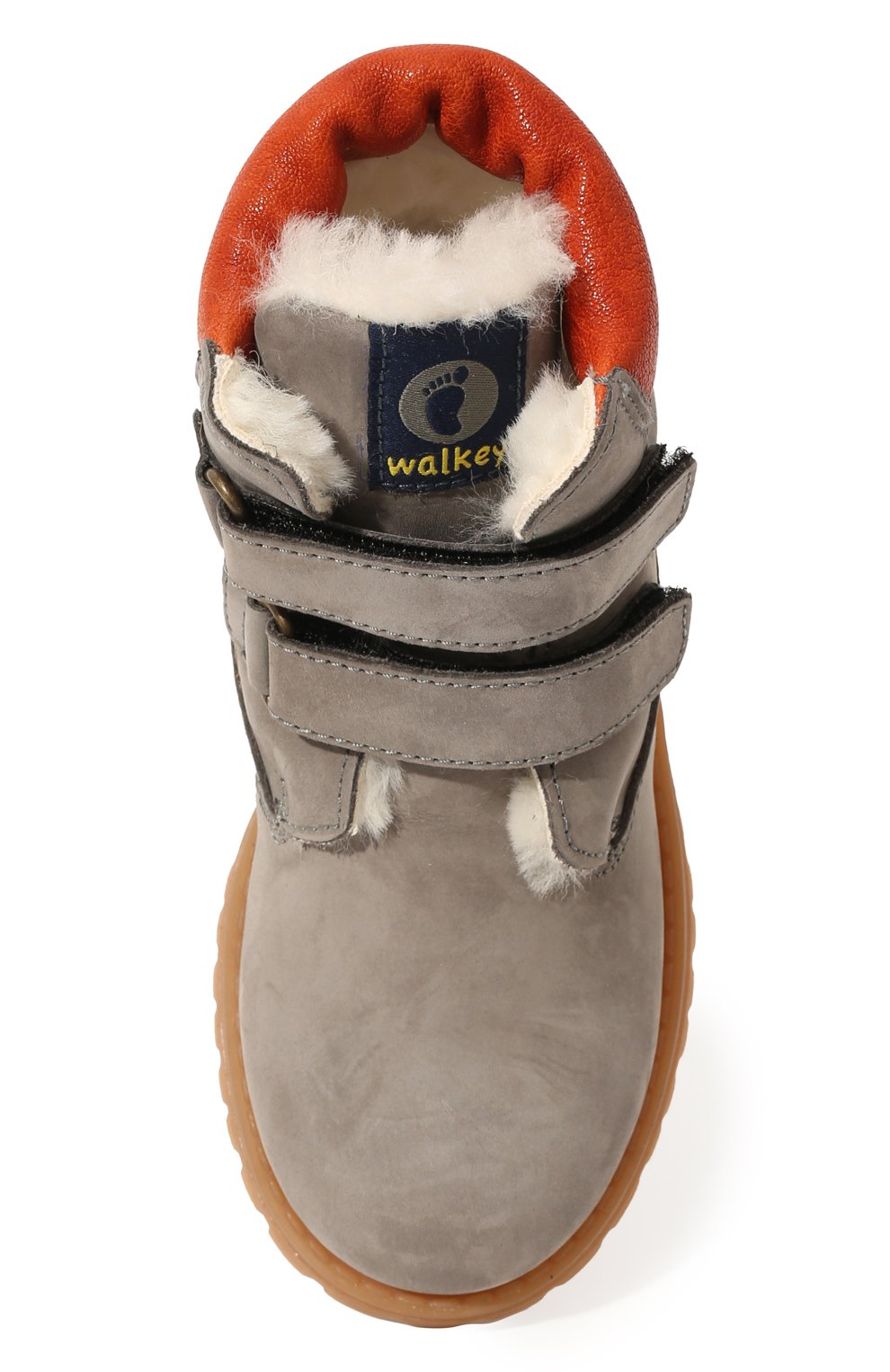 Детские кожаные ботинки WALKEY серого цвета, арт. Y1B4-40015-0415/25-29 | Фото 4 (Материал утеплителя: Натуральный мех; Материал сплава: Проставлено; Нос: Не проставлено)