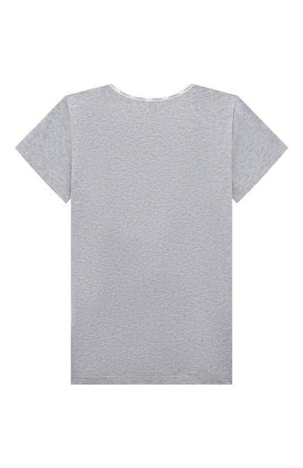 Детская хлопковая футболка LA PERLA серого цвета, арт. 51325/8A-14A | Фото 2 (Рукава: Короткие; Материал внешний: Хлопок; Ростовка одежда: 12 лет | 152 см)