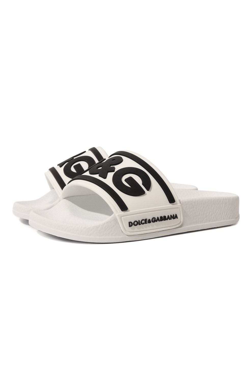 Детский шлепанцы DOLCE & GABBANA черно-белого цвета, арт. DD0320/AQ858/24-28 | Фото 1 (Материал внешний: Экокожа)