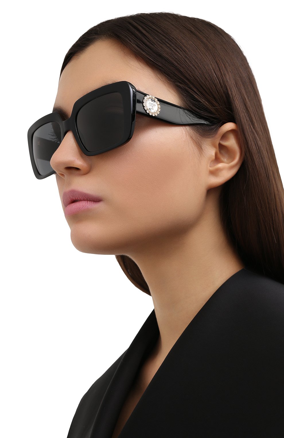 Женские солнцезащитные очки VERSACE черного цвета, арт. 4384B-GB1/87 | Фото 2 (Региональные о�граничения белый список (Axapta Mercury): RU; Тип очков: С/з; Очки форма: Квадратные; Оптика Гендер: оптика-женское)