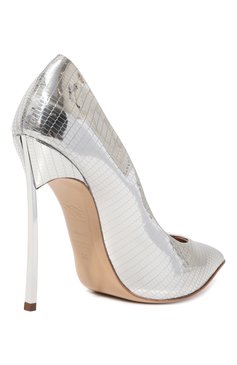 Женские кожаные туфли CASADEI серебряного цвета, арт. 1F902V120MCVIPE | Фото 5 (Каблук высота: Высокий; Материал внутренний: Натуральная кожа; Каблук тип: Шпилька; Подошва: Плоская)