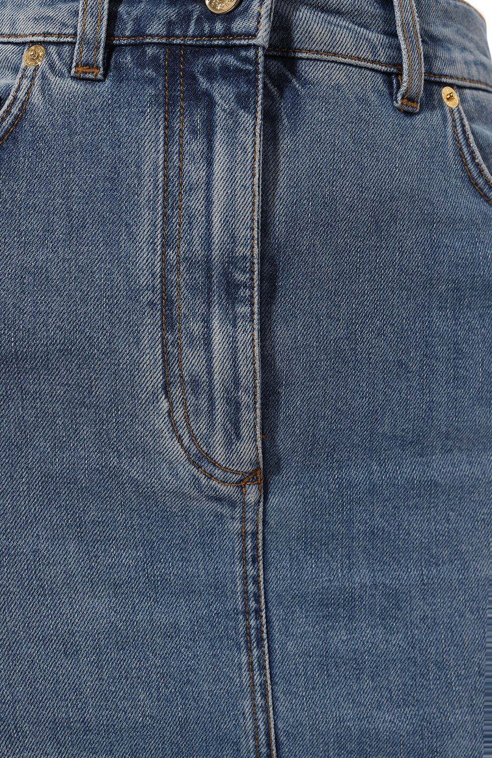 Женская джинсов ая юбка DOLCE & GABBANA голубого цвета, арт. F4CP1D/GDBV1 | Фото 5 (Кросс-КТ: Деним; Стили: Гранж; Женское Кросс-КТ: Юбка-одежда; Материал сплава: Проставлено; Материал внешний: Хлопок, Деним; Длина Ж (юбки, платья, шорты): Миди; Драгоценные камни: Проставлено)