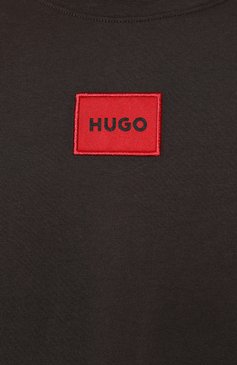 Мужская хлопковая футболка HUGO коричневого цвета, арт. 50447978 | Фото 5 (Принт: Без принта; Рукава: Короткие; Длина (для топов): Стандартные; Материал сплава: Проставлено; Материал внешний: Хлопок; Драгоценные камни: Проставлено; Стили: Кэжуэл)