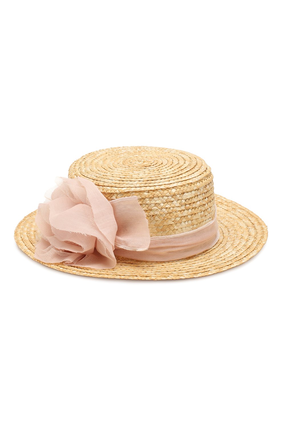 Детская соломенная шляпа DESIGNERS CAT розового цвета, арт. 100000K01000276/50-54 | Фото 1 (Материал: Растительное волокно)