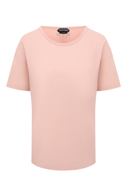 Женская хлопковая футболка TOM FORD светло-розового цвета, арт. TSJ383-FAX262 | Фото 1 (Длина (для топов): Стандартные; Рукава: Короткие; Материал внешний: Хлопок; Женское Кросс-КТ: Футболка-одежда; Принт: Без принта; Стили: Кэжуэл)