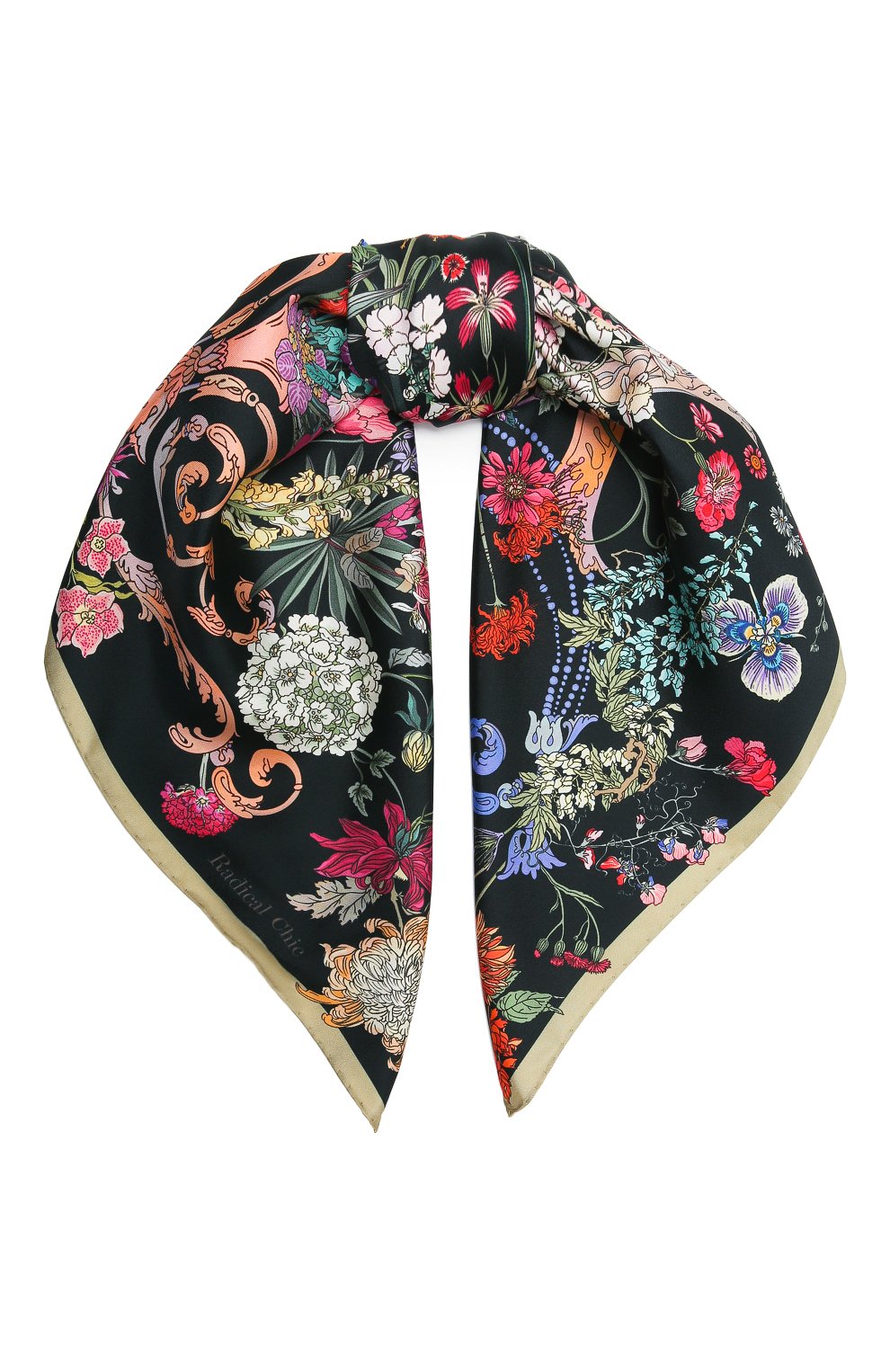 Женский черный шелковый платок 100 flowers RADICAL CHIC купить в ...