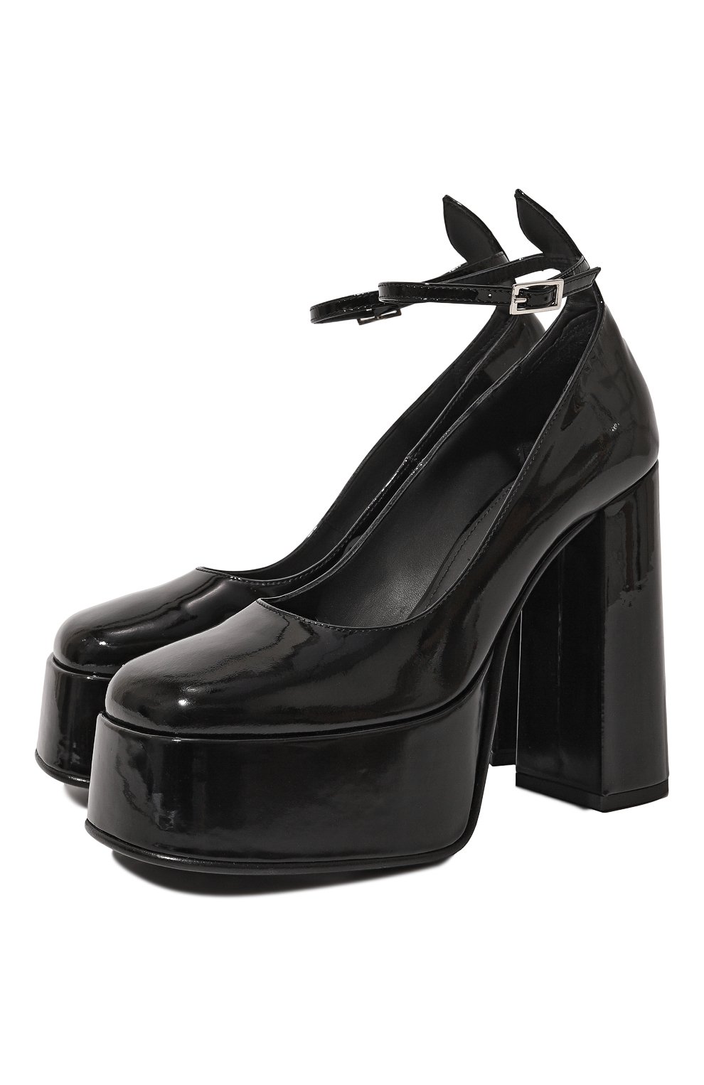 Женские кожаные туфли MATTIA CAPEZZANI черного цвета, арт. W254/VERNICE | Фото 1 (Материал внутренний: Натуральная кожа; Каблук тип: Устойчивый)