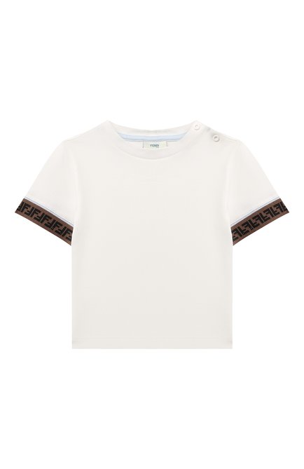 Детский хлопковая футболка FENDI белого цвета, арт. BMI216/ST8 | Фото 1 (Кросс-КТ НВ: Футболка)