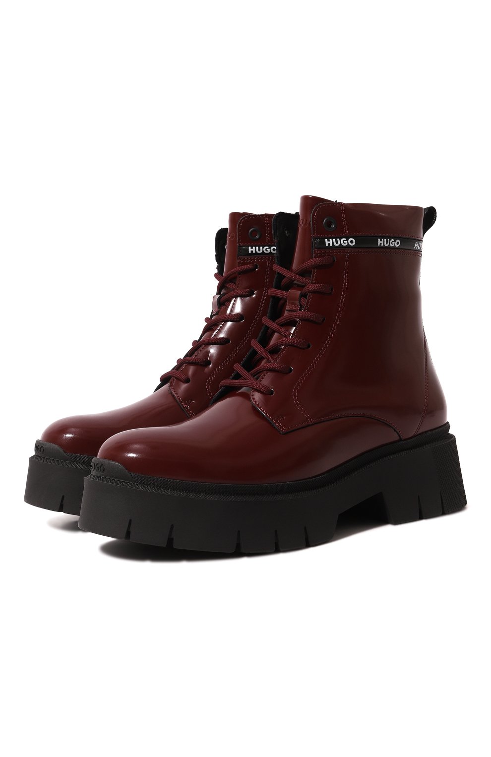 Кожаные ботинки HUGO 50487929, цвет бордовый, размер 37