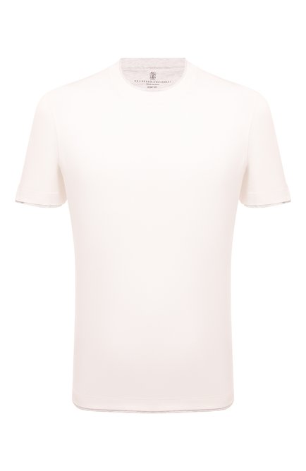 Мужская хлопковая футболка BRUNELLO CUCINELLI белого цвета, арт. M0T617427 | Фото 1 (Материал внешний: Хлопок; Длина (для топов): Стандартные; Рукава: Короткие; Принт: Без принта; Стили: Кэжуэл)