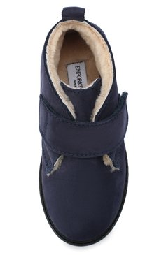 Детские кожаные ботинки EMPORIO ARMANI синего цвета, арт. XMN005/X0R07 | Фото 4 (Материал утеплителя: Натуральный мех; Региональные ограничения белый список (Axapta Mercury): RU)