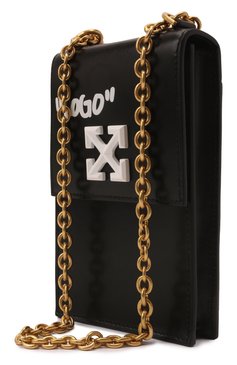 Кожаный чехол jitney для iphone OFF-WHITE черного цвета, арт. 0WNV006S22LEA001 | Фото 4 (Женское Кросс-КТ: Кожа iPhone; Материал: Натуральная кожа)