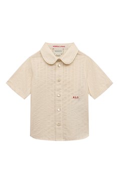 Детский хлопковая рубашка GUCCI бежевого цвета, арт. 622684 XWAI5 | Фото 1 (Материал сплава: Проставлено; Нос: Не проставлено; Материал внешний: Хлопок)