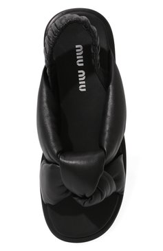 Женские кожаные сандалии MIU MIU черного цвета, арт. 5X452D-LZK-F0002-040 | Фото 6 (Подошва: Платформа)