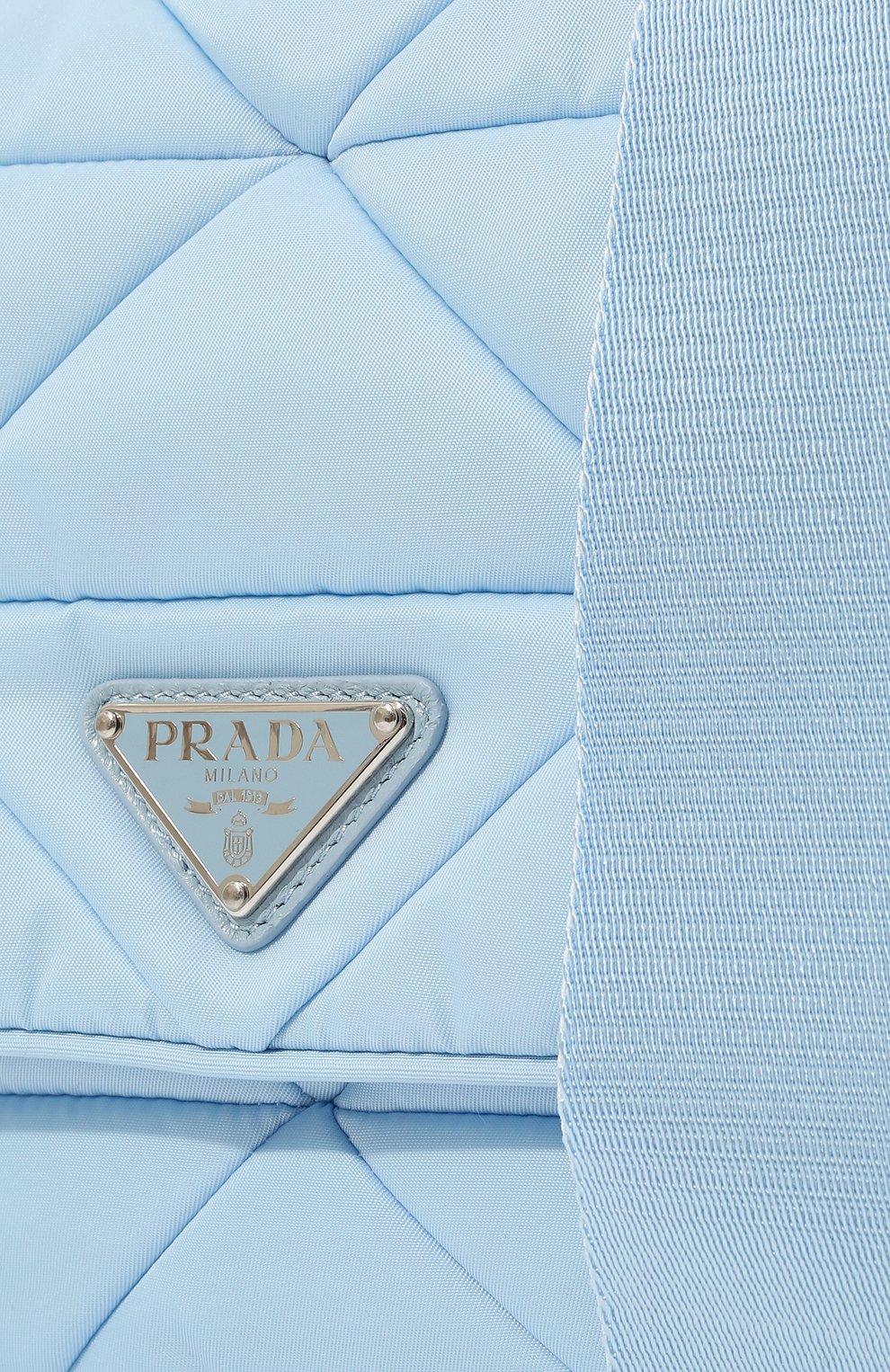 Женская сумка re-nylon PRADA голубого цвета, арт. 1BD290-RDJN-F0076-O1O | Фото 3 (Сум�ки-технические: Сумки через плечо; Материал: Натуральная кожа; Ремень/цепочка: На ремешке; Размер: small)