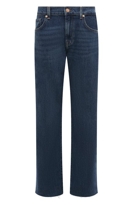 Женские джинсы 7 FOR ALL MANKIND темно-синего цвета, арт. JSSTC650BB | Фото 1 (Материал сплава: Проставлено; Драгоценные камни: Проставлено; Длина (брюки, джинсы): Удлиненные; Материал внешний: Хлопок)