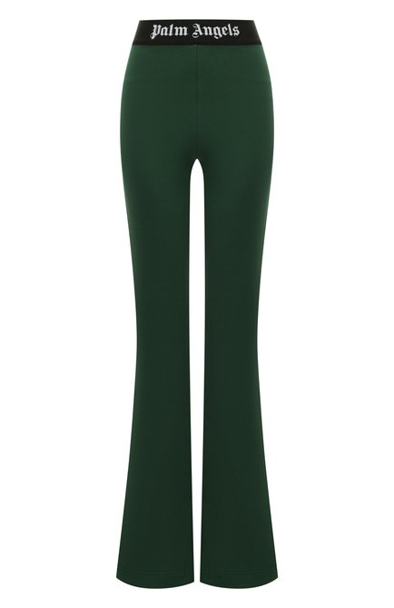 Женские хлопковые брюки PALM ANGELS темно-зеленого цвета, арт. PWCH017F23FLE0015710 | Фото 1 (Длина (брюки, джинсы): Удлиненные; Материал внешний: Хлопок; Материал сплава: Проставлено; Драгоценные камни: Проставлено)