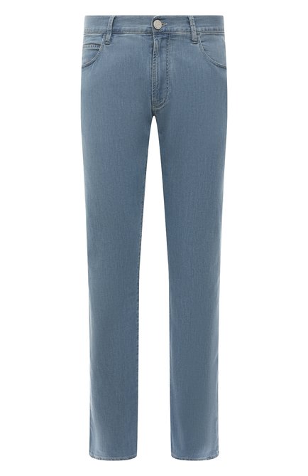 Мужские джинсы GIORGIO ARMANI голубого цвета, арт. 3RSJ15/SD3HZ | Фото 1 (Материал внешний: Хлопок, Деним; Длина (брюки, джинсы): Стандартные; Стили: Кэжуэл; Кросс-КТ: Деним; Силуэт М (брюки): Прямые)