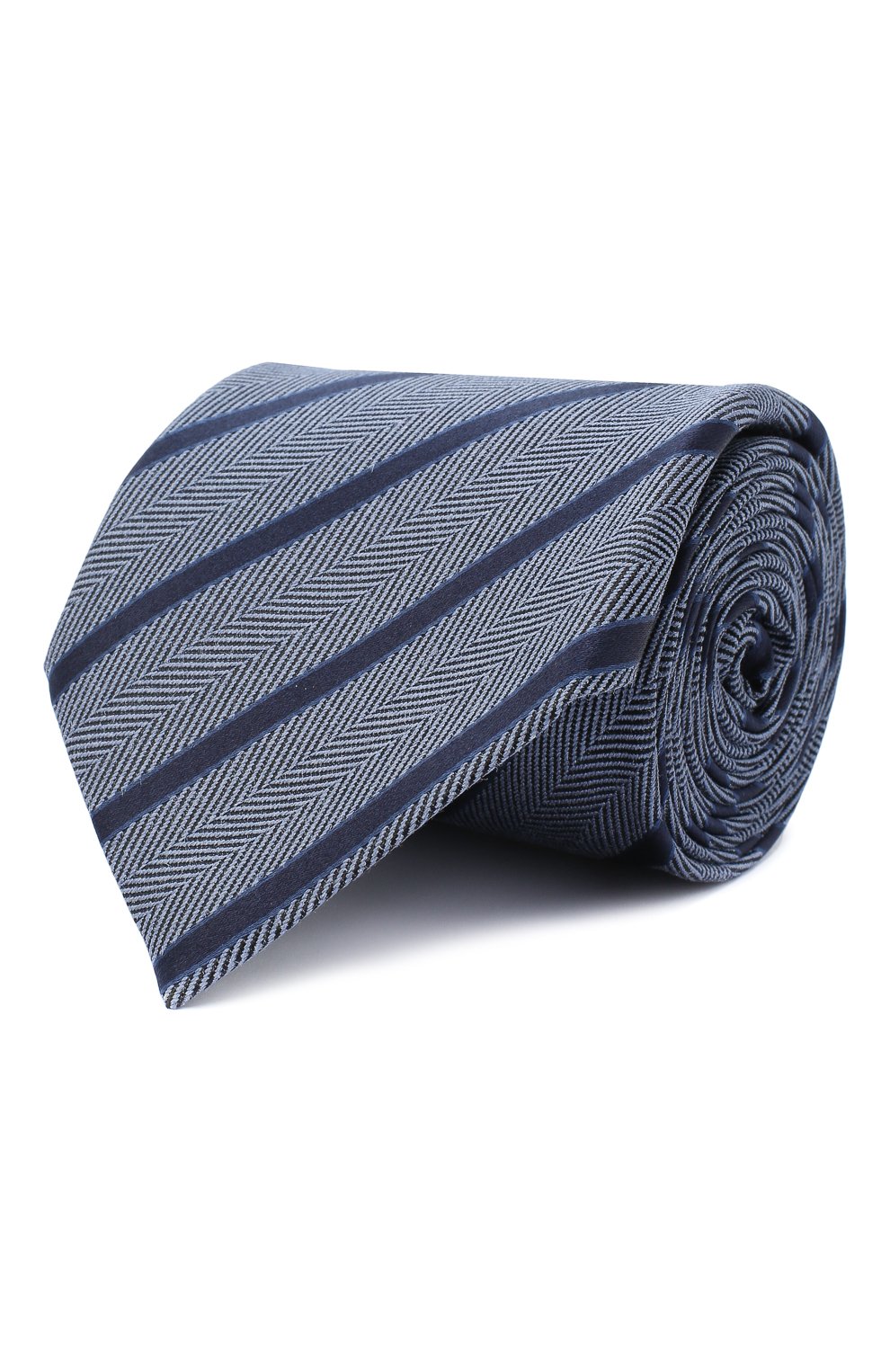 Мужской шелковый галстук ZEGNA голубого цвета, арт. Z8D34/1UM | Фото 1 (Принт: С принтом; Материал: Текстиль, Шелк; Материал сплава: Проставлено; Нос: Не проставлено)