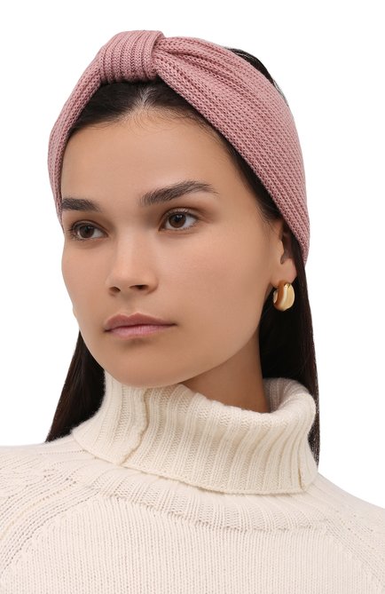 Женская кашемировая повязка на голову INVERNI розового цвета, арт. 4934 FM | Фото 2 (Материал: Шерсть, Кашемир, Текстиль; Женское Кросс-КТ: Шапка-тюрбан)