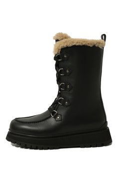 Женские кожаные сапоги MIU MIU черного цвета, арт. 5U390D-3LEN-F0002-040 | Фото 4 (Подошва: Платформа; Высота голенища: Средние; Каблук высота: Без каблука; Материал утеплителя: Натуральный мех, Шерсть; Каблук тип: Устойчивый)