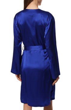 Женский шелковый халат LA PERLA синего цвета, арт. N020293 | Фото 4 (Материал внешний: Шелк; Материал сплава: Проставлено; Нос: Не проставлено)