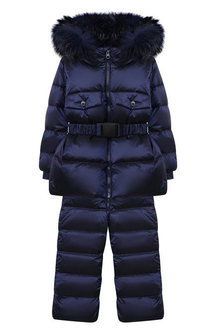 Детский комплект из пуховой куртки и комбинезона CHEPE темно-синего цвета, арт. 391047 | Фото 1 (Кросс-КТ НВ: Утепленные)