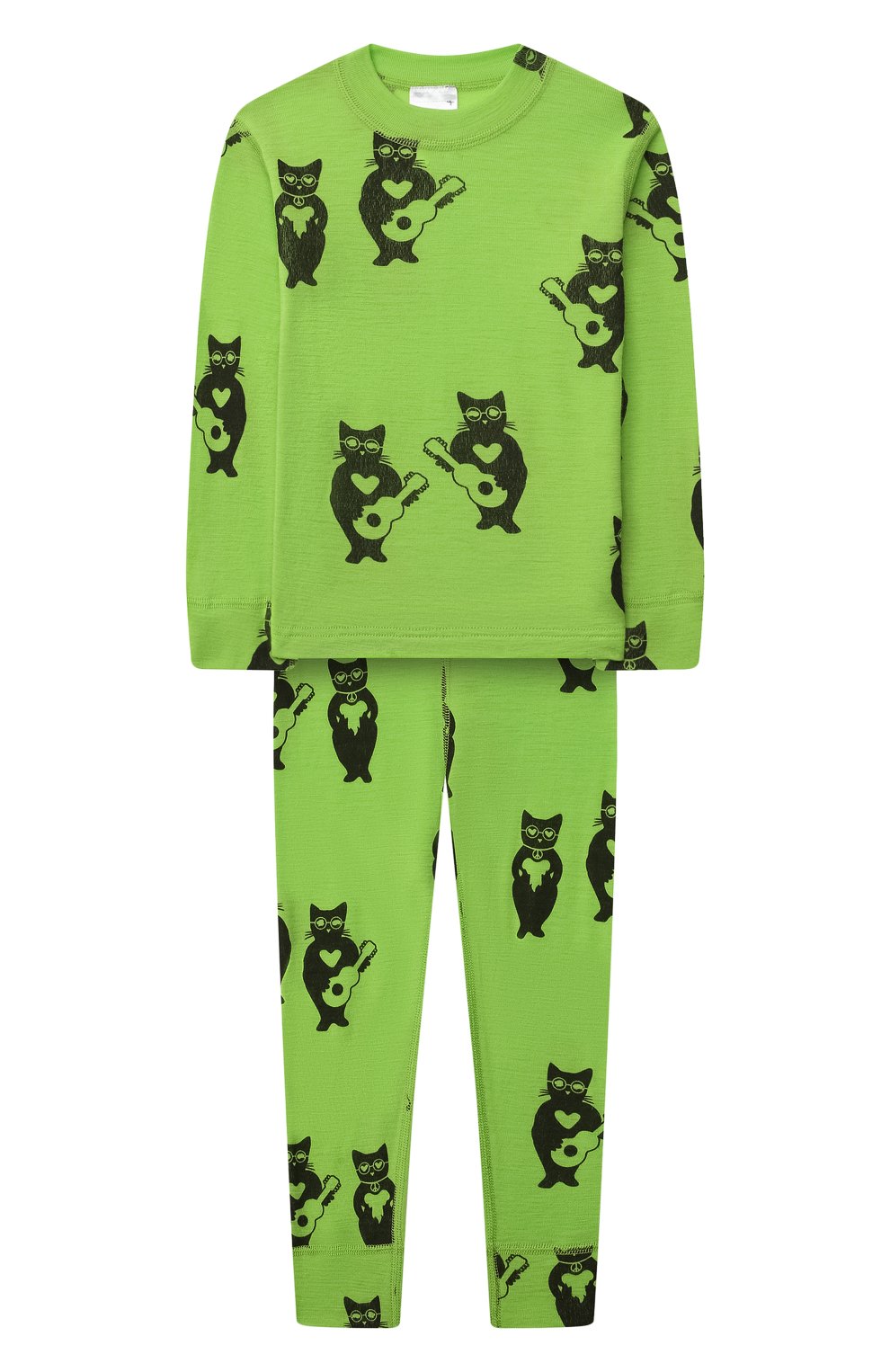 Детский комплект из лонгслива и брюк WOOL&COTTON зеленого цвета, арт. PRUFP | Фото 1 (Кросс-КТ НВ: Костюм; Материал внешний: Шерсть)