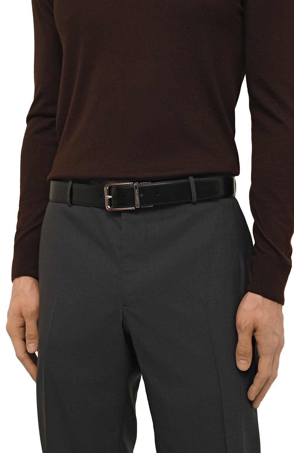 Мужской двусторонний ремень CORNELIANI черного цвета, арт. 91V305-3120849 | Фото 2 (Материал: Натуральная кожа; Случай: Формальный)