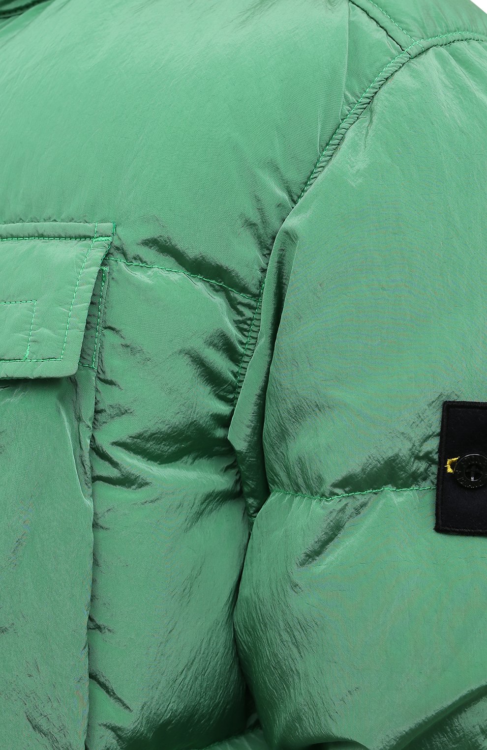 Мужская пуховый анорак STONE ISLAND зеле ного цвета, арт. 751544408 | Фото 5 (Кросс-КТ: Куртка; Мужское Кросс-КТ: пуховик-короткий; Рукава: Длинные; Длина (верхняя одежда): До середины бедра; Материал внешний: Синтетический материал; Материал сплава: Проставлено; Стили: Спорт-шик; Материал подклада: Синтетический материал; Драгоценные камни: Проставлено; Материал утеплителя: Пух и перо)