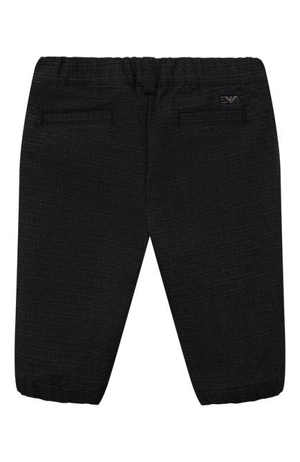 Детские брюки из хлопка и вискозы EMPORIO ARMANI темно-синего цвета, арт. 6KHPJ7/4N5TZ | Фото 2 (Кросс-КТ НВ: Брюки; Ростовка одежда: 9 мес | 74 см, 12 мес | 80 см, 24 мес | 92 см, 36 мес | 98 см, 3 мес | 62 см, 6 мес | 68 см)
