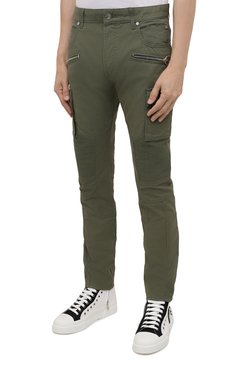Мужские джинсы BALMAIN хаки цвета, арт. WH0MG060/162D | Фото 3 (Силуэт М (брюки): Узкие; Кросс-КТ: Деним; Длина (брюки, джинсы): Стандартные; Стили: Гранж; Материал внешний: Хлопок)
