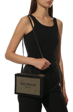 Женская сумка b-army 23 BALMAIN хаки цвета, арт. WN1LB664/TCPY | Фото 2 (Сумки-технические: Сумки через плечо; Ремень/цепочка: На ремешке; Материал: Текстиль; Размер: small)