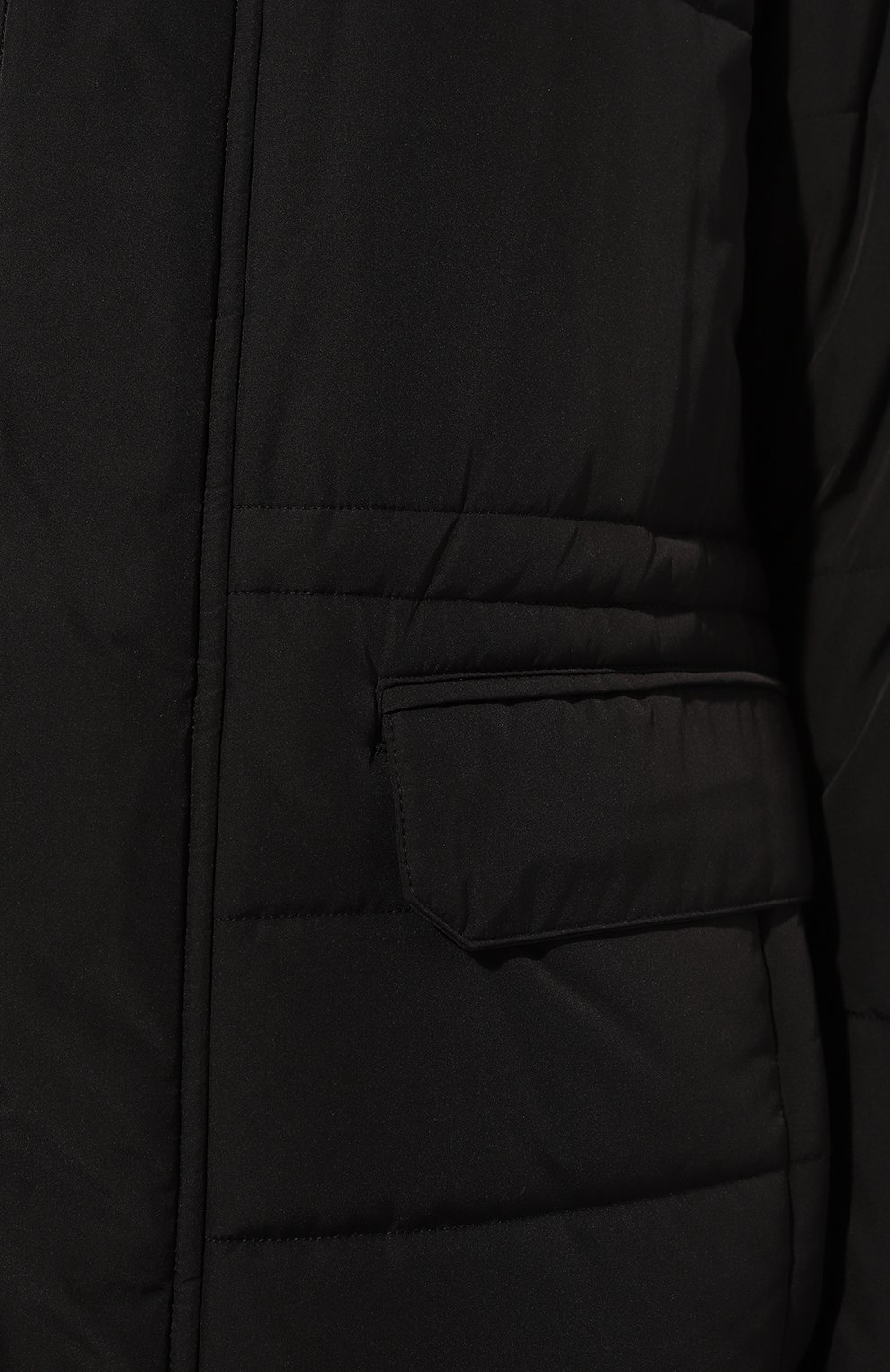 Мужская утепленная куртка CANALI черного цвета, арт. 020363/SG02321 | Фото 5 (Кросс-КТ: Куртка; Рукава: Длинные; Длина (верхняя одежда): До середины бедра; Материал внешний: Синтетический материал; Мужское Кросс-КТ: утепленные куртки; Материал сплава: Проставлено; Драгоценны е камни: Проставлено; Материал подклада: Купро; Стили: Кэжуэл)