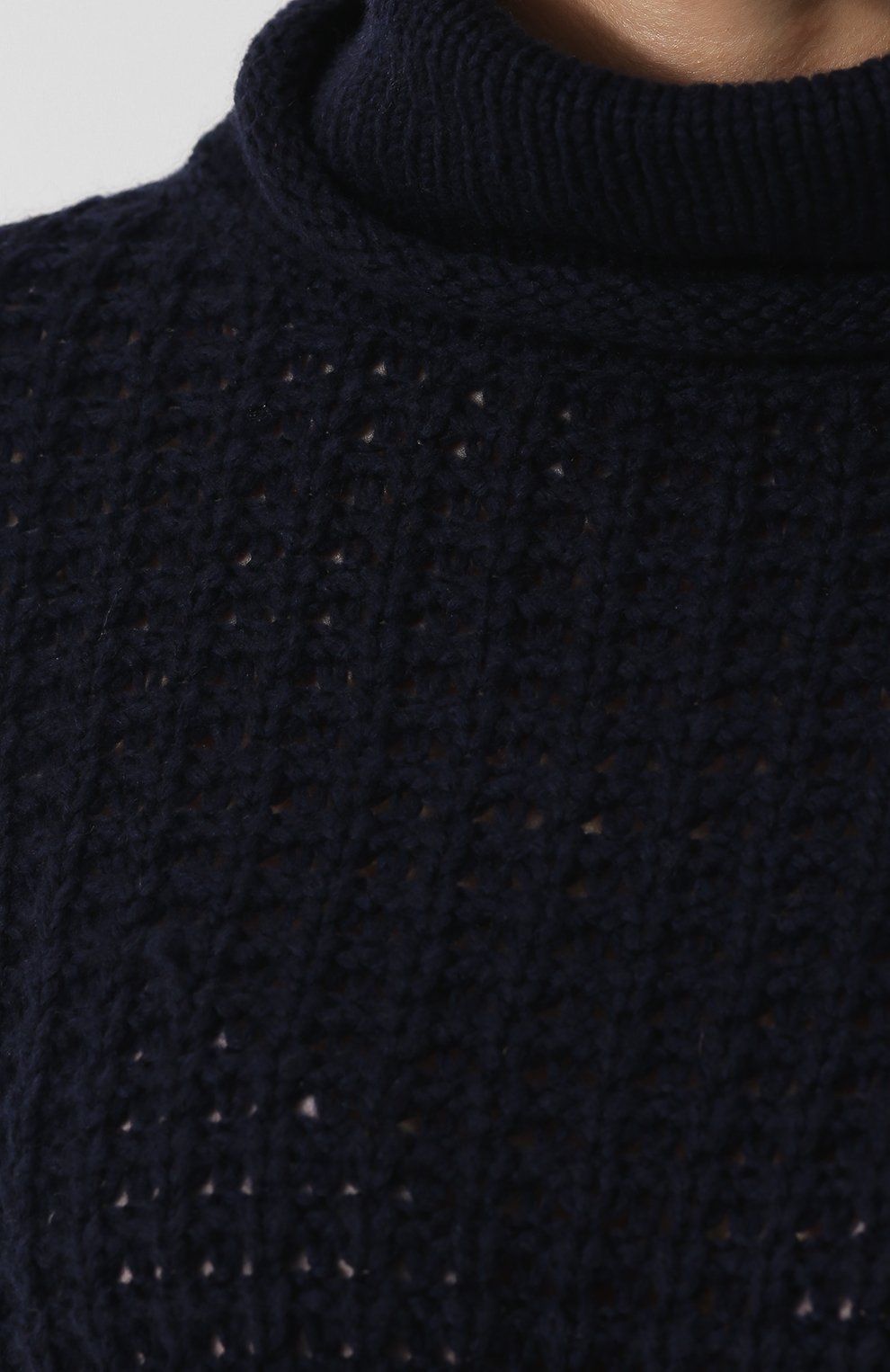 Женский вязаный пуловер из смеси шерсти и кашемира GIORGIO ARMANI темно-синего цвета, арт. 6ZAMA4/AMA7Z | Фото 5 (Материал внешний: Шерсть; Рукава: Длинные; Длина (для топов): Стандартные; Статус проверки: Проверено, Проверена категория)