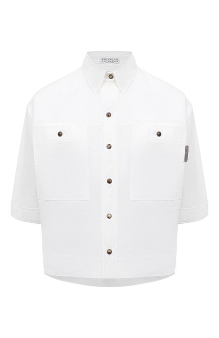 Женская хлопковая рубашка BRUNELLO CUCINELLI белого цвета по цене 199500 руб., арт. ML949B1348 | Фото 1