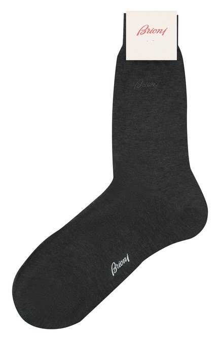 Мужские хлопковые носки BRIONI серого цвета, арт. 0VMC00/P9Z02 | Фото 1 (Материал внешний: Хлопок; Кросс-КТ: бельё; Региональные ограничения белый список (Axapta Mercury): RU)