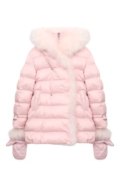 Детская комплект из куртки и варежек YVES SALOMON ENFANT розового цвета, арт. 21WEM012XXD0SW/4-6 | Фото 1 (Кросс-КТ: Зима; Девочки Кросс-КТ: Пуховик-верхняя одежда; Рукава: Длинные; Материал внешний: Синтетический материал; Региональные ограничения белый список (Axapta Mercury): RU; Материал сплава: Проставлено; Материал подклада: Синтетический материал; Драгоценные камни: Проставлено; Материал утеплителя: Пух и перо; Ростовка одежда: 4 года | 104 см, 6 лет | 116 см)