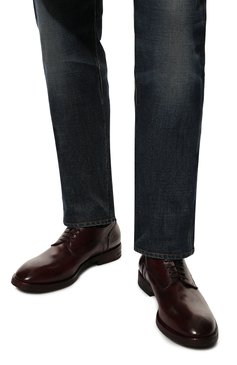 Мужские кожаные дерби MATTIA CAPEZZANI бордового цвета, арт. M2205/FL0RENCE | Фото 3 (Материал внутренний: Натуральная кожа; Материал сплава: Проставлено; Нос: Не проставлено; Стили: Классический)