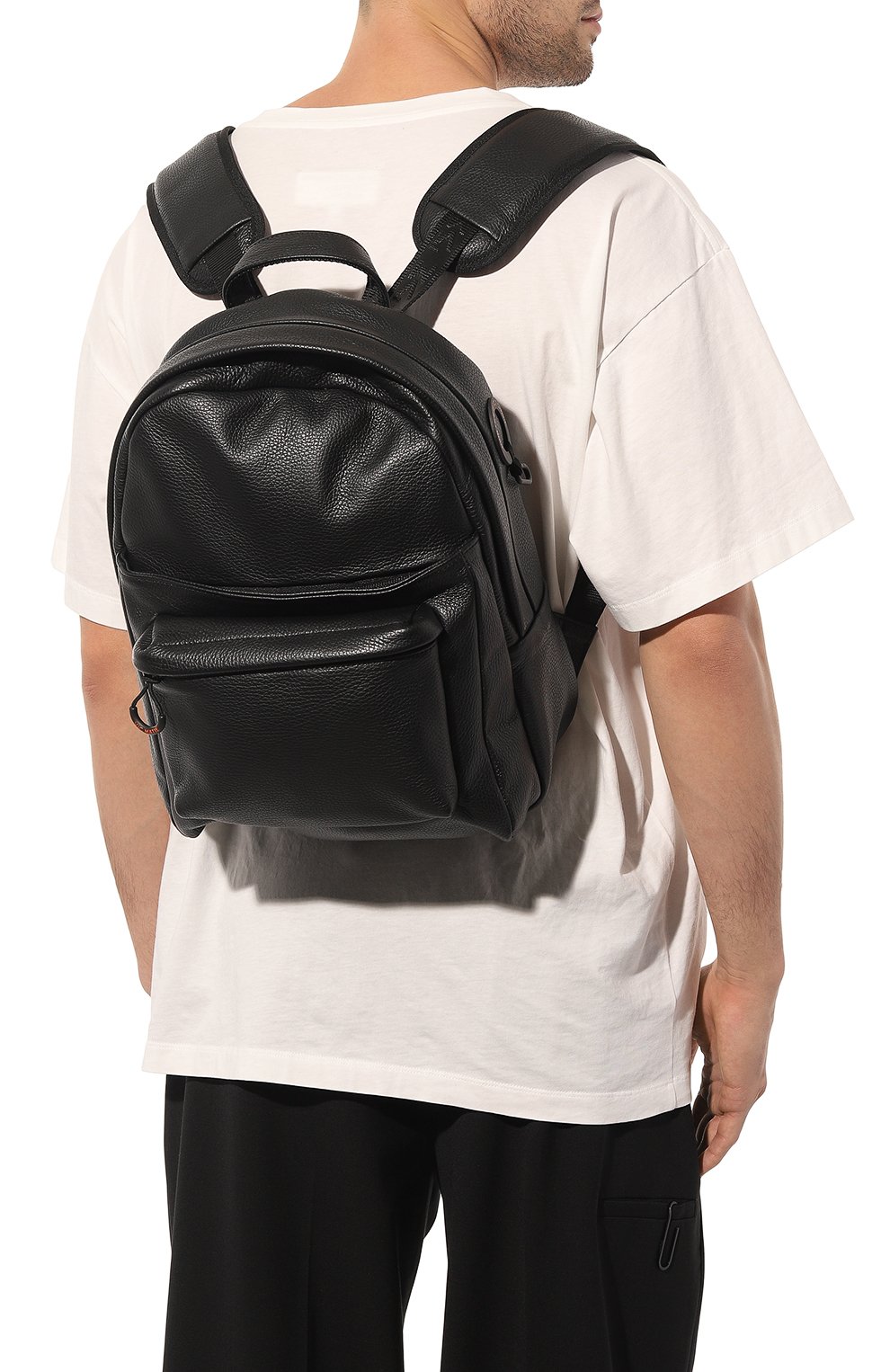Мужской кожаный рюкзак VIC MATIE черного цвета, арт. 1A0158TC999C6HB001 | Фото 2 (Материал: Натуральная кожа; Стили: Кэжуэл; Размер: large)