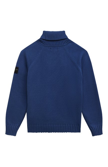 Детский хлопковый свитер STONE ISLAND синего цвета, арт. 504A2/10-12 | Фото 2 (Материал внешний: Хлопок; Материал сплава: Проставлено; Драгоценные камни: Проставлено; Рукава: Длинные)
