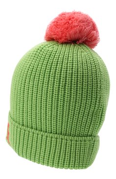 Женская шерстяная шапка VERSACE зеленого цвета, арт. 1001181/1A00807 | Фото 2 (Материал: Текстиль, Шерсть; Кросс-КТ: Трикотаж)