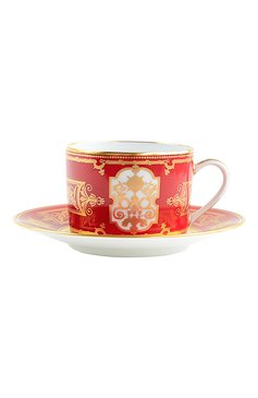 Чайная чашка с блюдцем aux rois rouge BERNARDAUD красного цвета, арт. G653/91 | Фото 1 (Интерьер_коллекция: Aux Rois Rouge; Ограничения доставки: fragile-2)