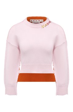 Женский шерстяной пуловер MARNI розового цвета, арт. GCMD0443S0 UFW612 | Фото 1 (Материал внешний: Шерсть; Рукава: Длинные; Длина (для топов): Стандартные; Материал сплава: Проставлено; Женское Кросс-КТ: Пуловер-одежда; Драгоценные камни: Проставлено; Стили: Кэжуэл)