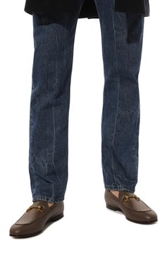 Мужские кожаные лоферы GUCCI коричневого цвета, арт. 677069 UHR10 | Фото 3 (Стили: Кэжуэл)